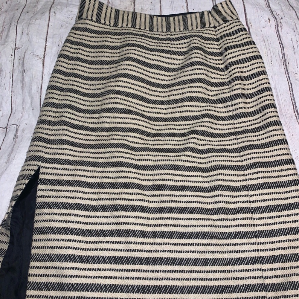Anthropologie Maeve wool pencil skirt striped w/ side slit 10 - Picture 2 of 3